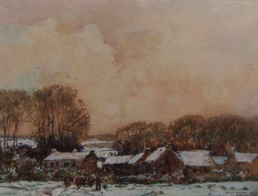 George Graham - "The Village in Winter" watercolour