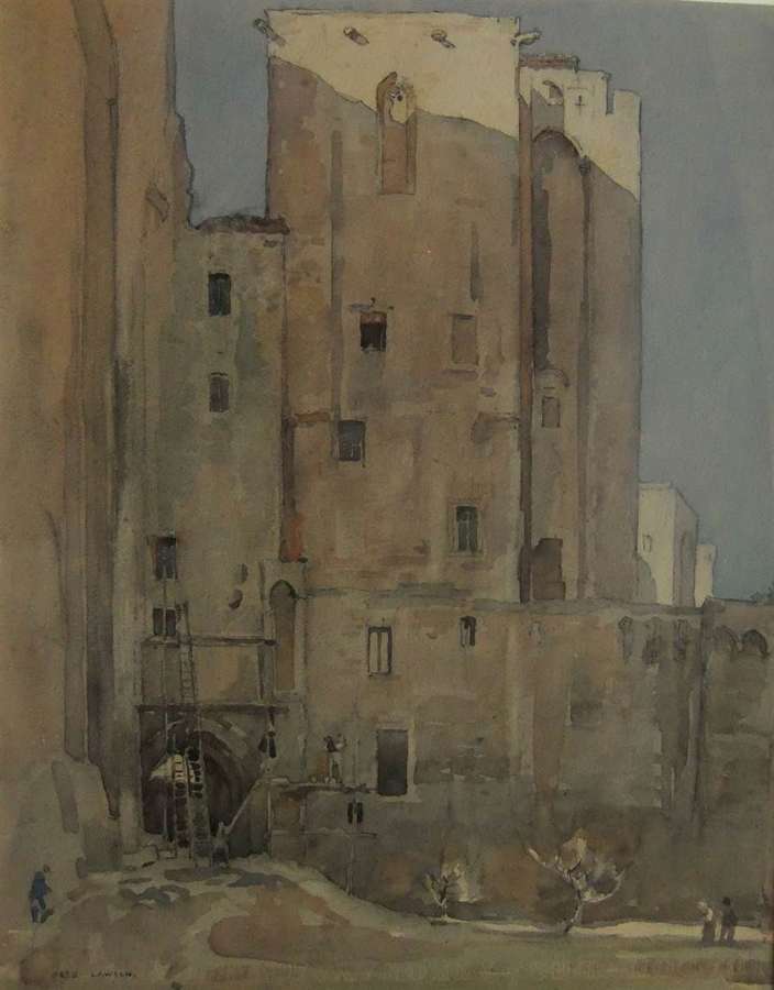 Fred Lawson - "Pope's Palace, Avignon" watercolour