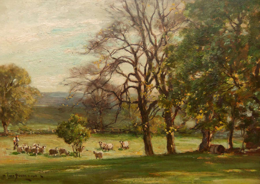Owen Bowen  "New Pastures 1910" oil painting