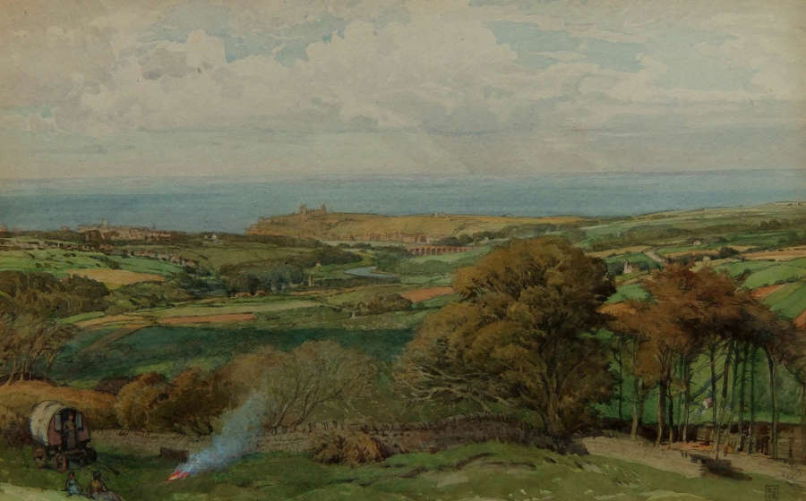 Robert John Scott Bertram "Whitby from Blue Bank" watercolour