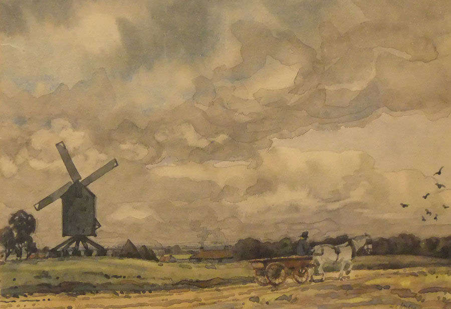 Fred Cecil Jones, RBA (1891-1972) - Landscape with Windmill