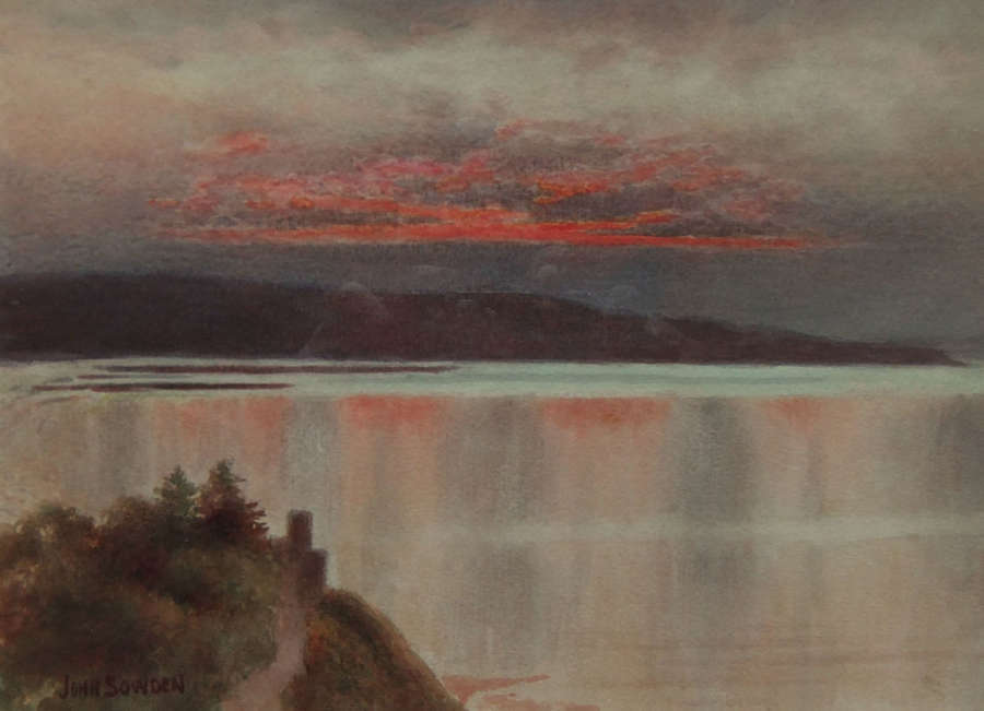 John Sowden "Ravenscar, Sunset" watercolour
