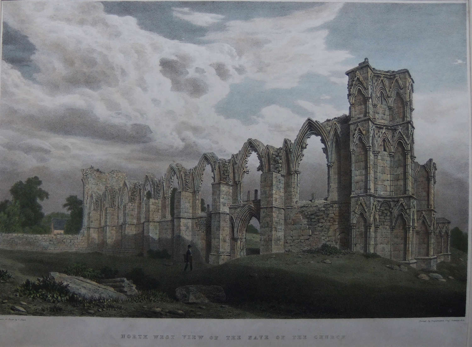 St. Mary's Abbey, York. Old lithograph
