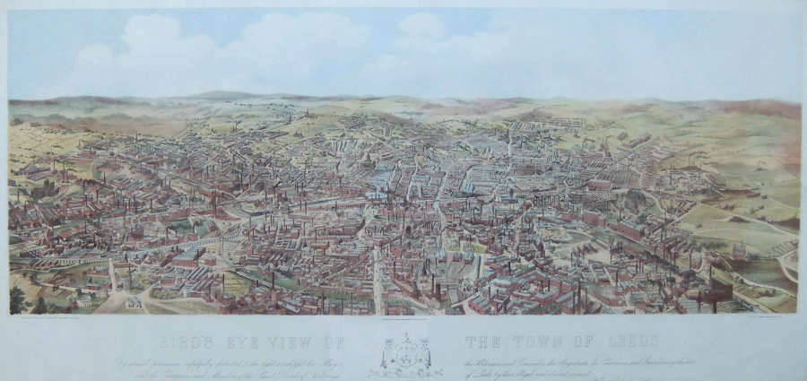 Frank Pettingell "View of the Town of Leeds" Rare large Leeds view