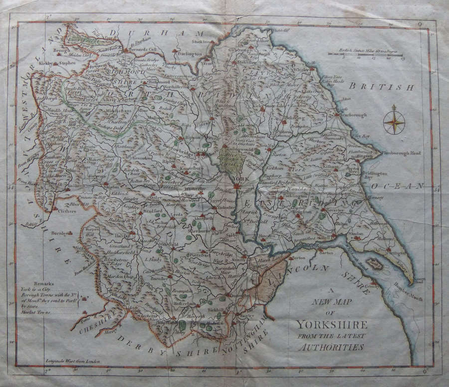 Antique map of Yorkshire