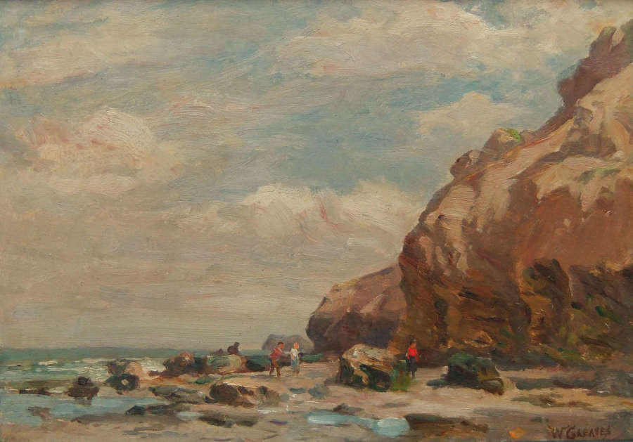 William Greaves "Rock pools, The Yorkshire Coast, July" oil painting
