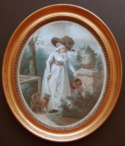 George Morland pair of 18th century oval stipple engravings