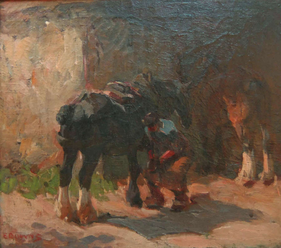 Edgar Downs "The Village Blacksmith" oil painting