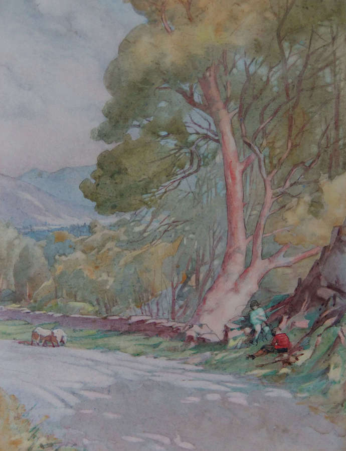 John James Hamer "In Deganny Valley" Deganwy, Wales watercolour