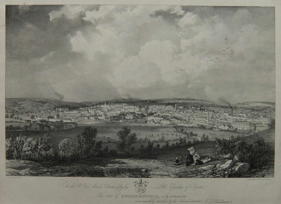 G.D.Tomlinson "View of Huddersfield" old lithograph
