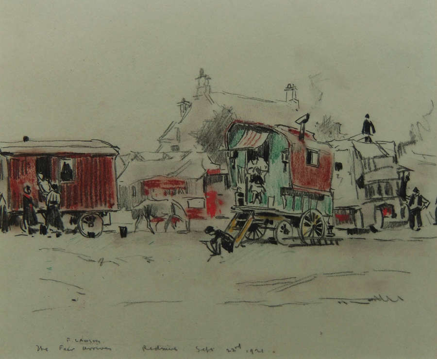 Fred Lawson "The Fair Arrives, Redmire Sept 22nd 1921" watercolour