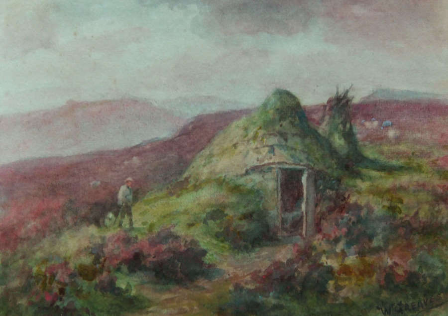 W.Greaves "Keeper's Hut, Foxhouse Farm, Hathersage Derbys."watercolour