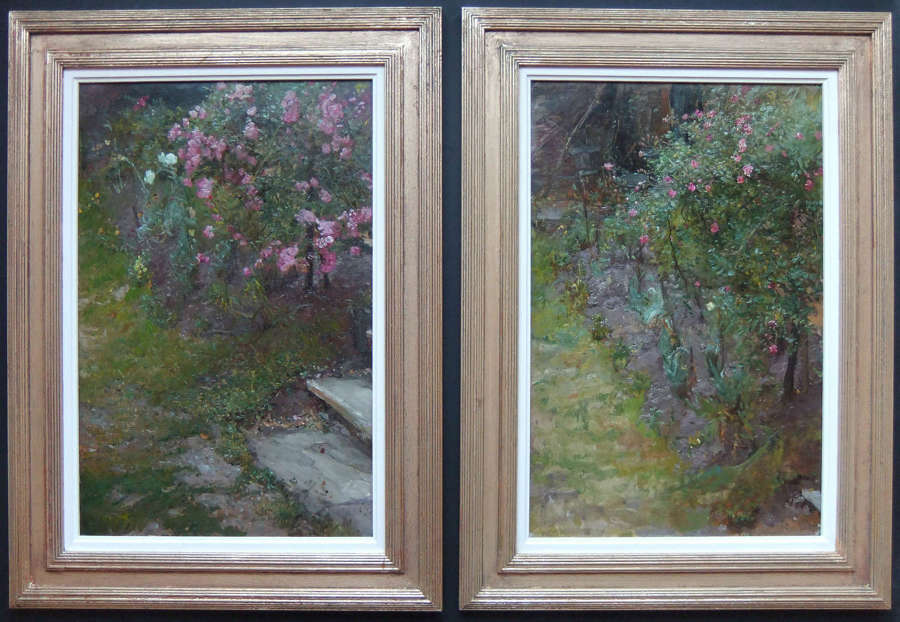 Edgar Bundy "Garden at 3, Acacia Road, St.John's Wood" oil paintings
