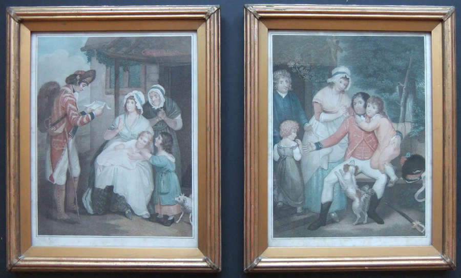 Henry Singleton "The Call to Arms" and "The Return Home" pair prints