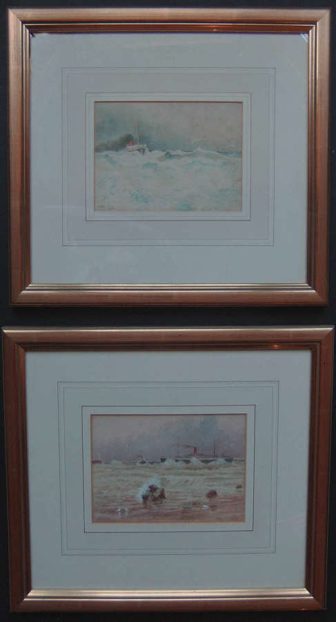 George Oliver Ayre "Crossing the Bar" and "Almost Home" watercolours