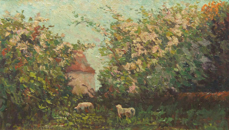 Kershaw Schofield "The Orchard in Spring" oil painting