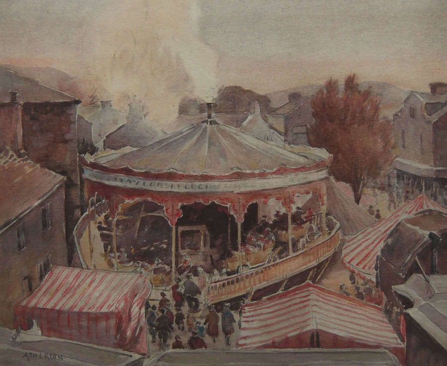 J.S.Atherton, (Todmorden) "The Day the Fair Came to Town" watercolour