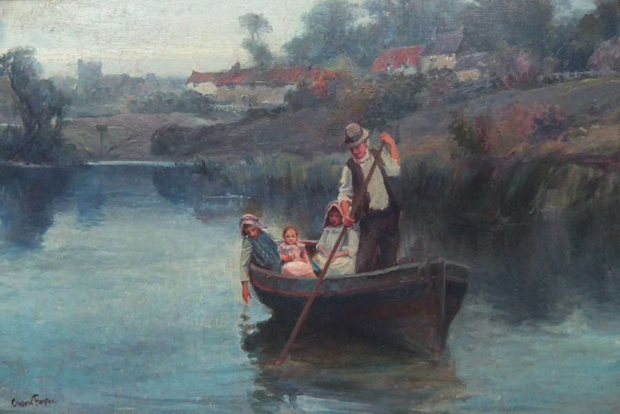 William Gilbert Foster "The Boatman" oil on canvas