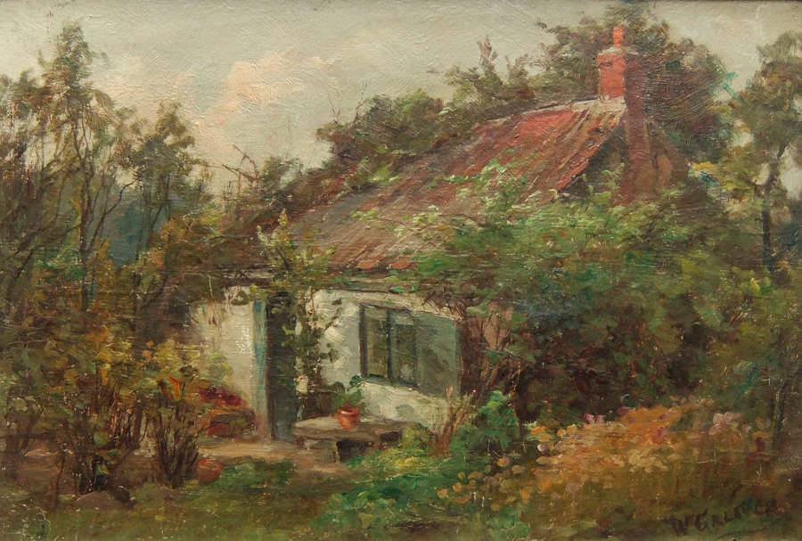 William Greaves "Old Cottage, Killingbeck Nr. Leeds" oil painting