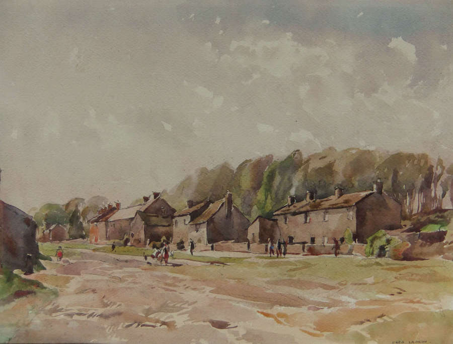 Fred Lawson "A View of Castle Bolton Village" watercolour