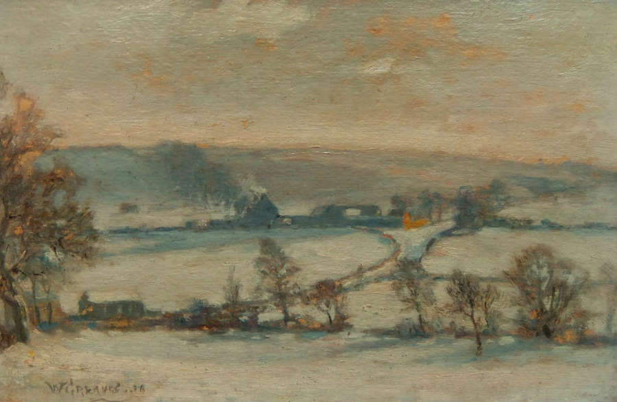 William Greaves "East Keswick, Winter 1916" oil painting