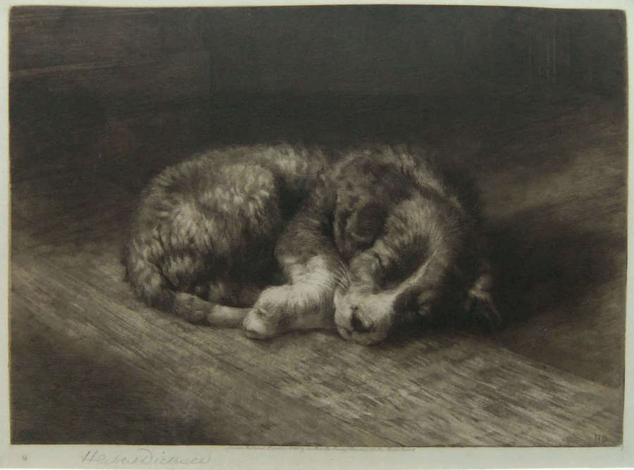 Herbert Dicksee "His First Night from Home" Etching