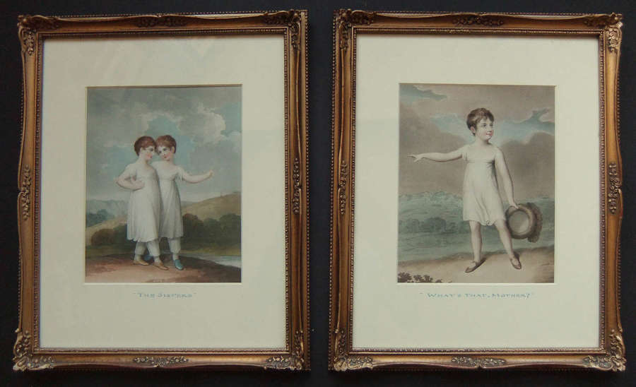 Adam Buck "The Sisters" and "What's That Mother?" pair old prints