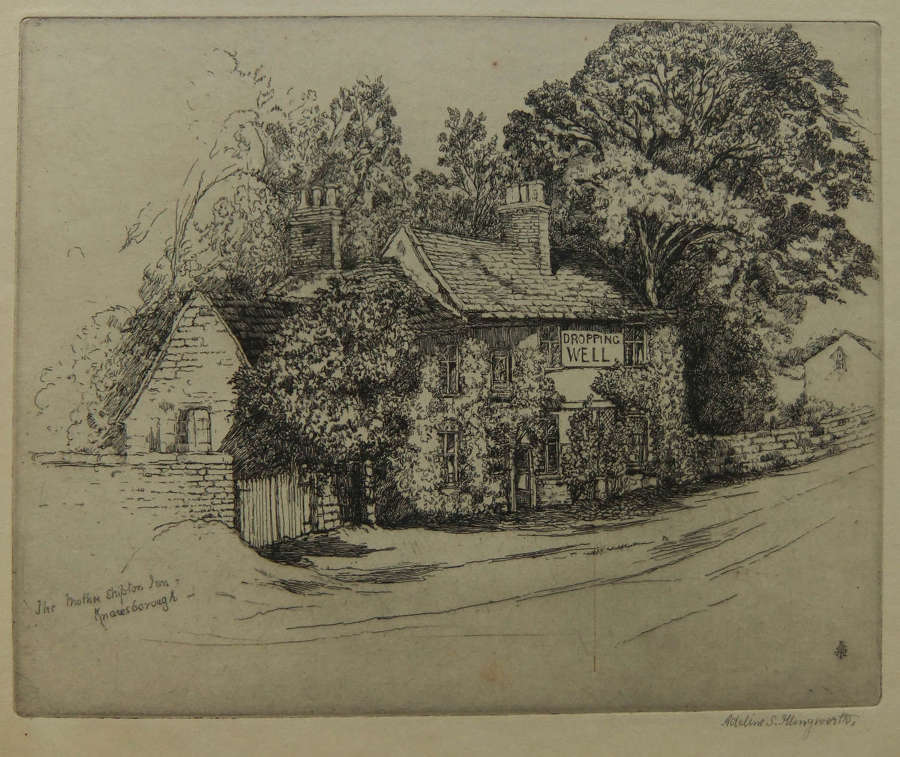 Adeline S. Illingworth "The Mother Shipton Inn, Knaresborough" Etching