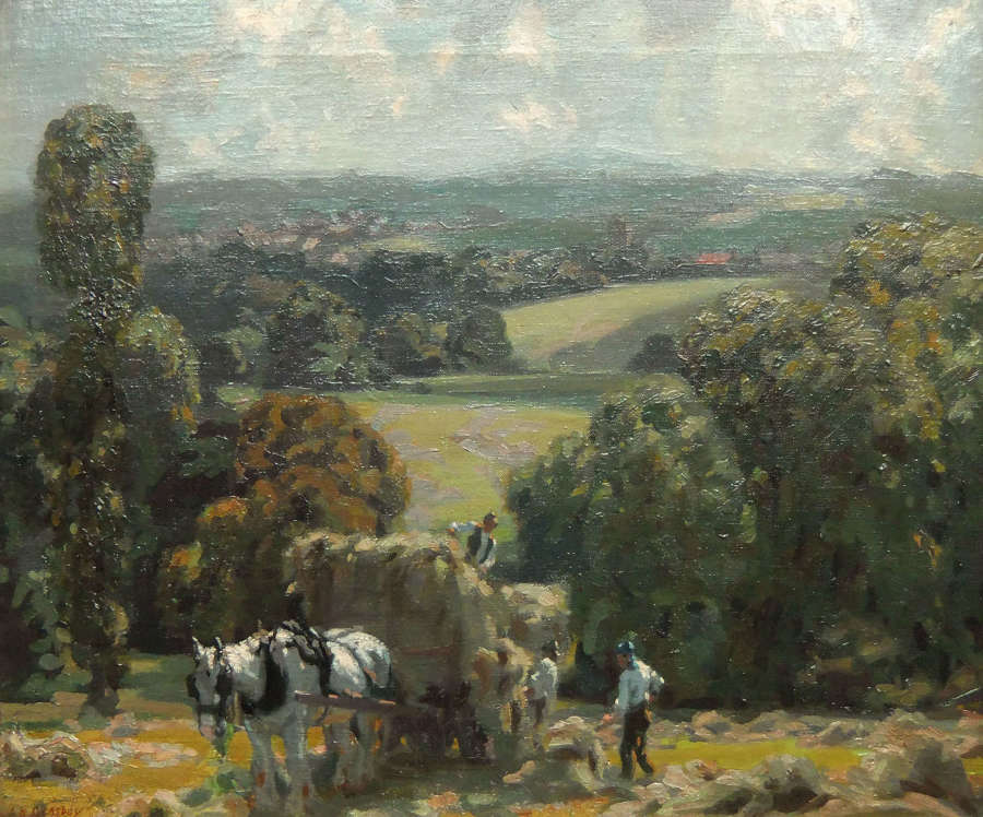 Edwin Harold Glasbey "Making Hay in the Valley" oil painting