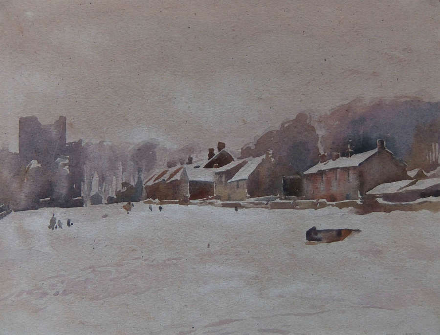Fred Lawson "Castle Bolton, Winter" watercolour