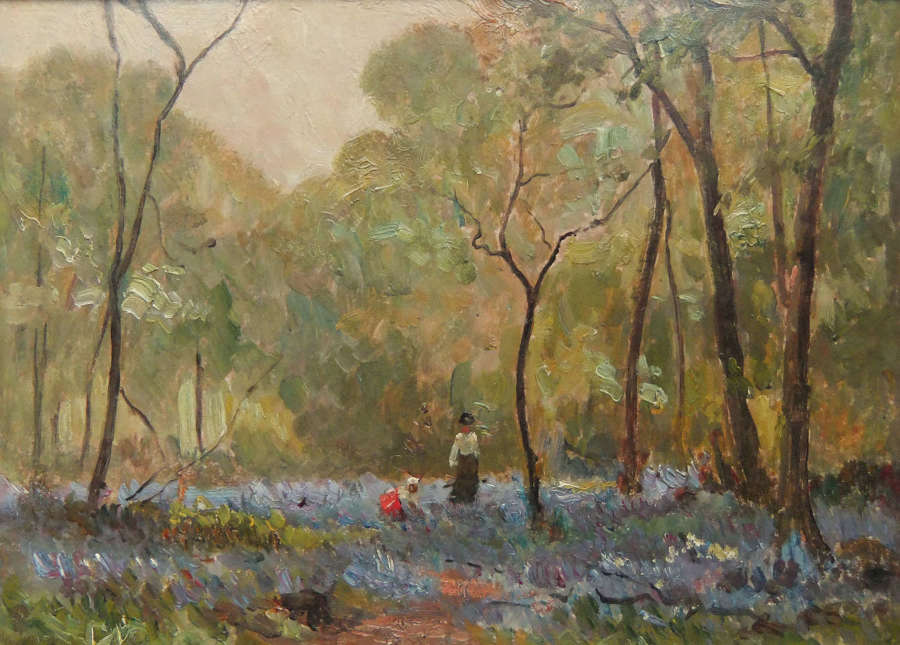 Ernest Higgins Rigg "Shipley Glen, The Bluebell Wood" oil on canvas