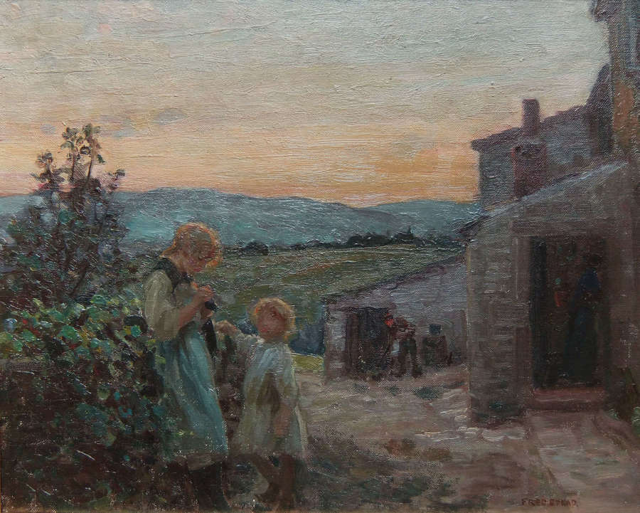 Fred Stead "The Farm, Evening" oil on canvas