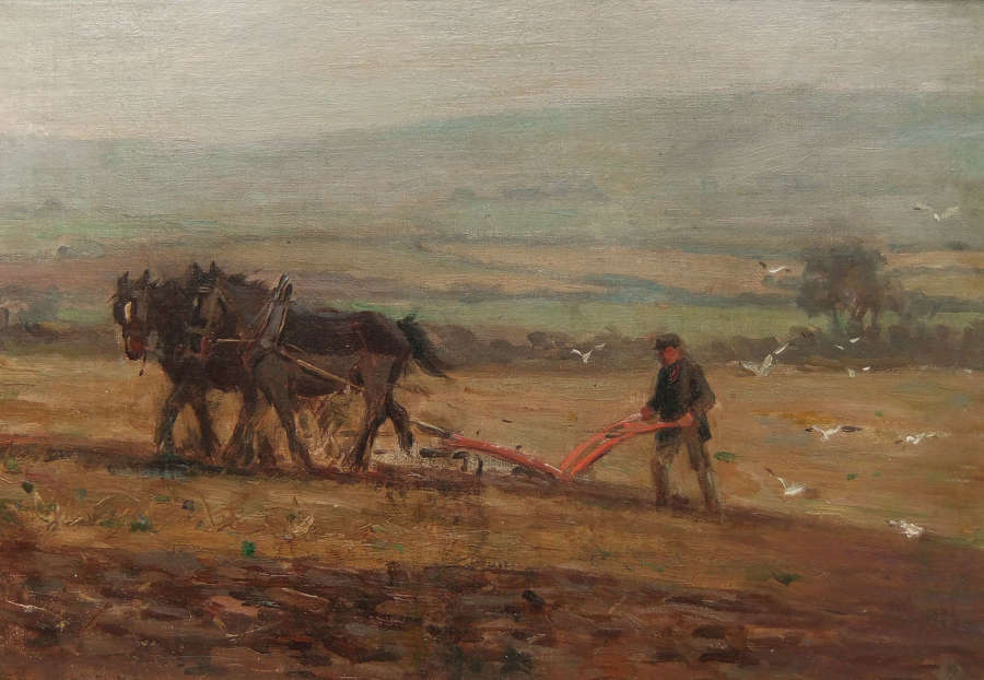 Ernest Higgins Rigg "The Plough at Hinderwell" oil painting