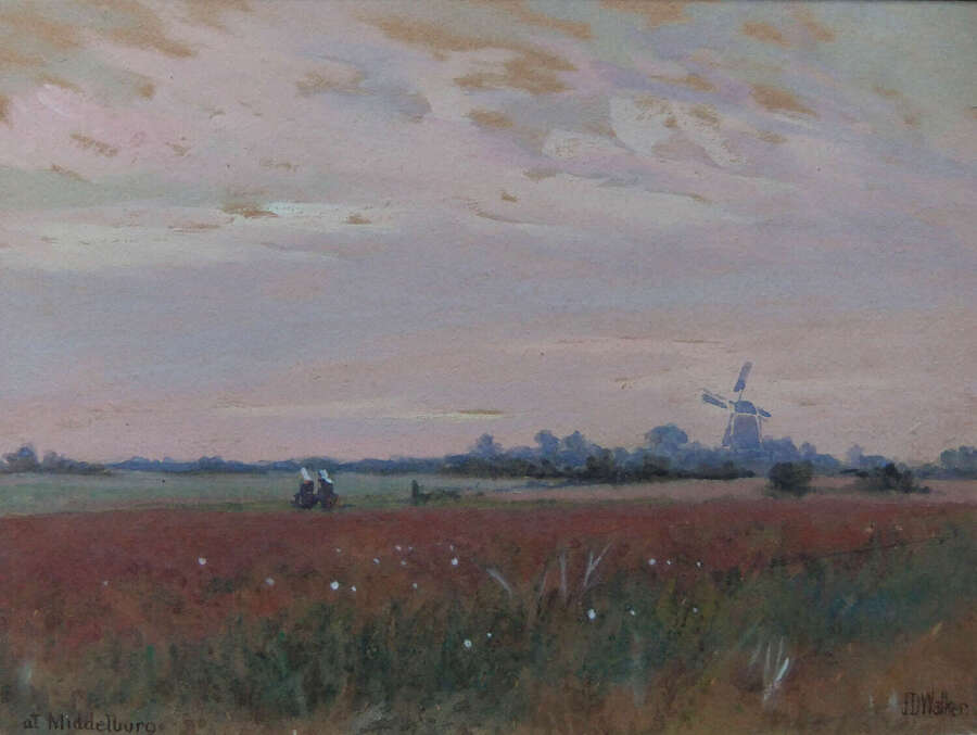 John Dobby Walker "Landscape near Middelburg" Holland, Watercolour