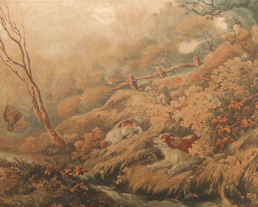 Philip Reinagle "Woodcock Shooting" old aquatint