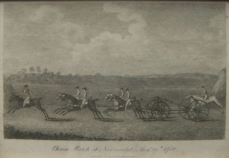 English School c1810 "Chaise Match at Newmarket" engraving