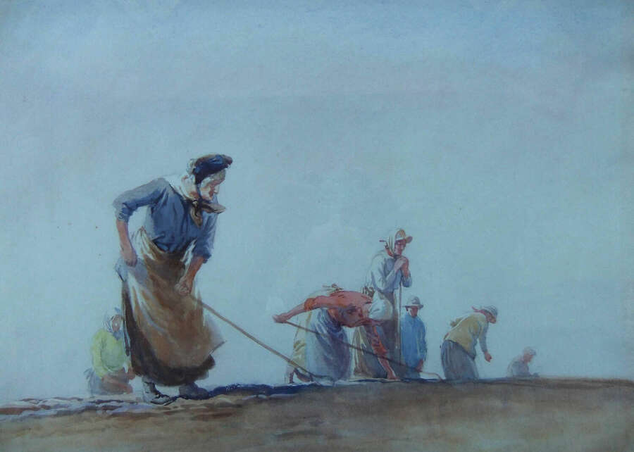 George Soper "The Farm Hands" watercolour