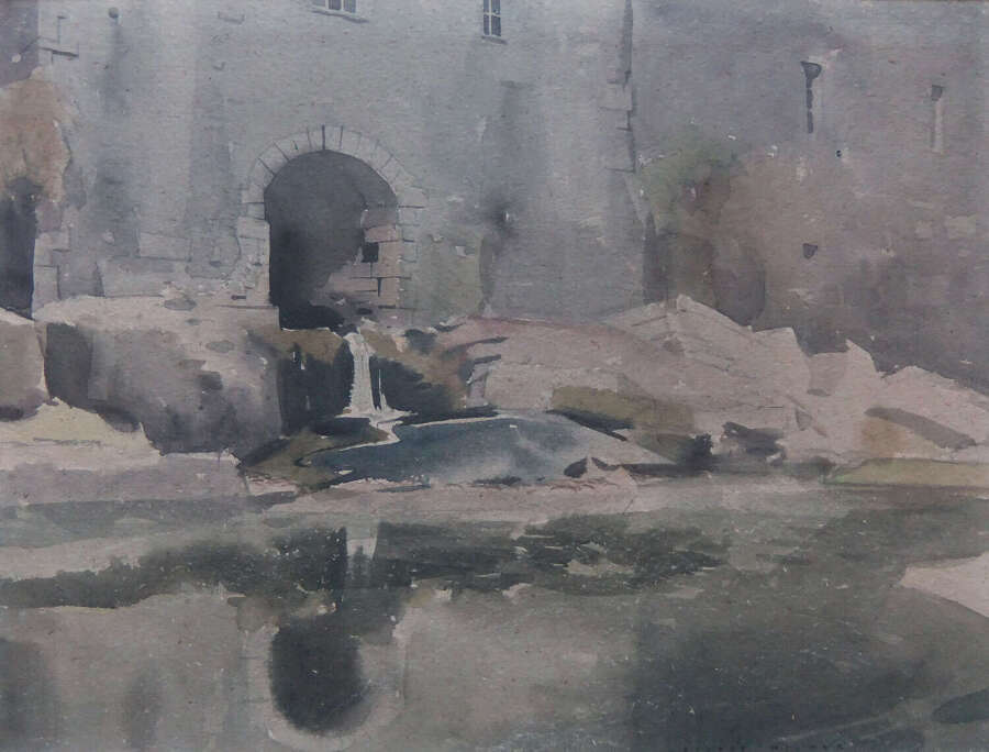 Stuart Milner "Yorebridge Flour Mill" watercolour