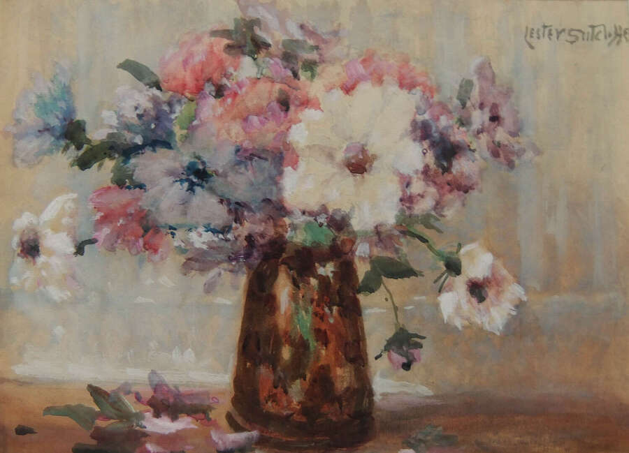 Lester Sutcliffe "Still Life with Anemones" watercolour