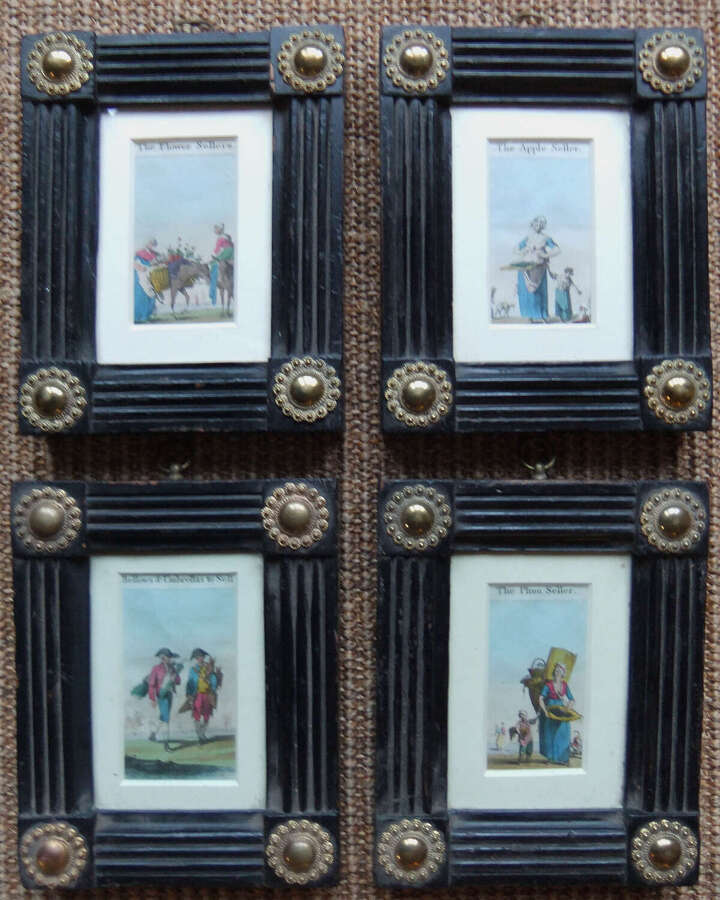 English School "Street Sellers" set of four old prints