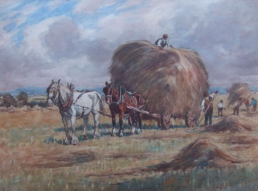 James William Booth "The Hay Cart" watercolour