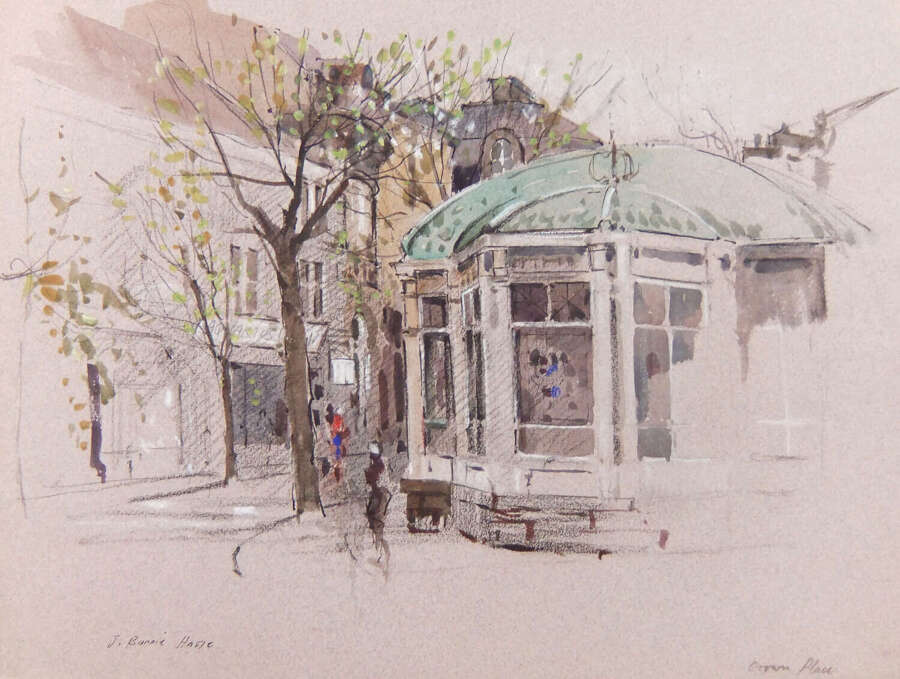 J.Barrie Haste "Crown Place" Harrogate watercolour