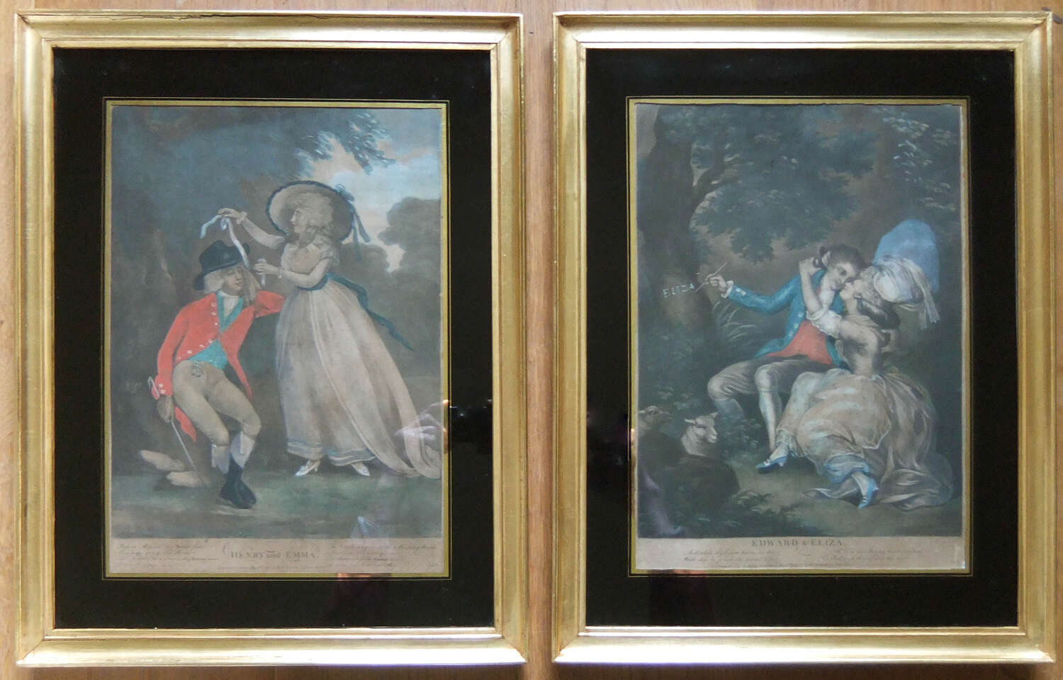 Pair Decorative old mezzotints by Robert Sayer