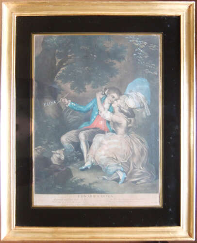 Pair Decorative old mezzotints by Robert Sayer