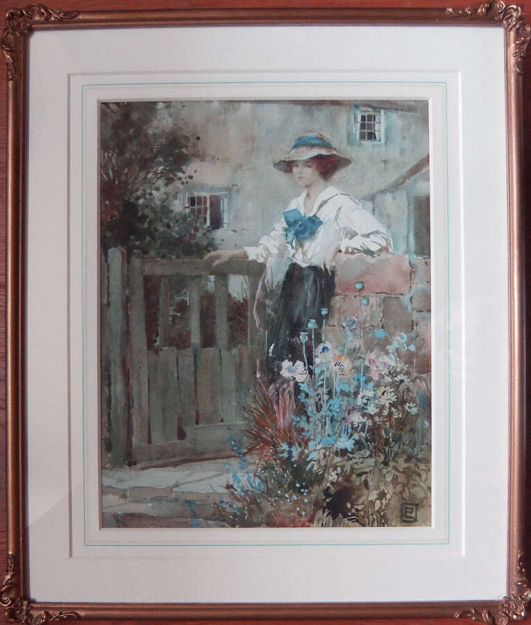 Percy Lancaster "The Cottage Gate" watercolour