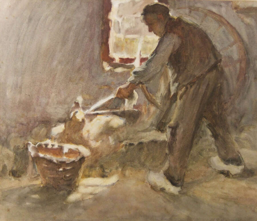 Henry Silkstone Hopwood "The Blacksmith's Shop" watercolour