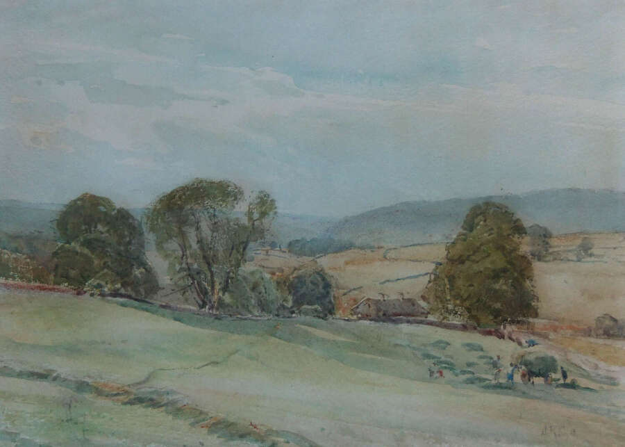 Arthur Reginald Smith "Haytime near Grassington" watercolour